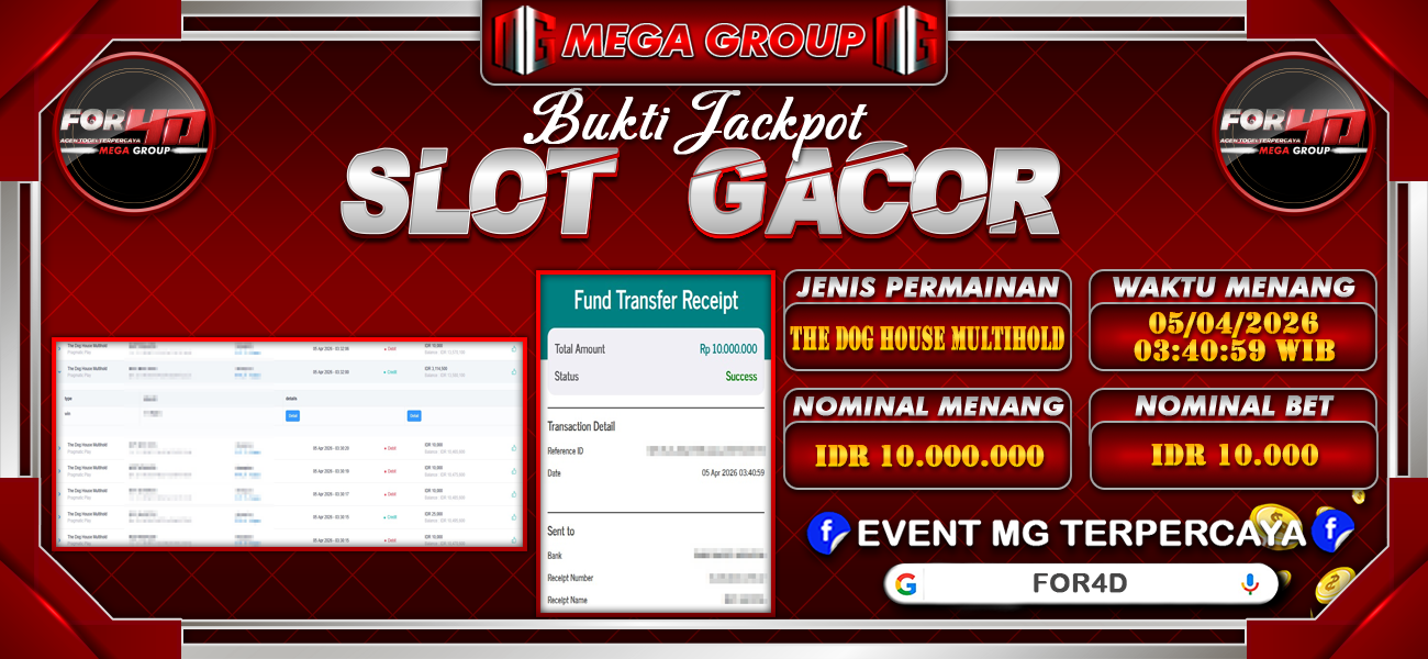 Bukti JP situs For4D hari Minggu, 05 April 2026